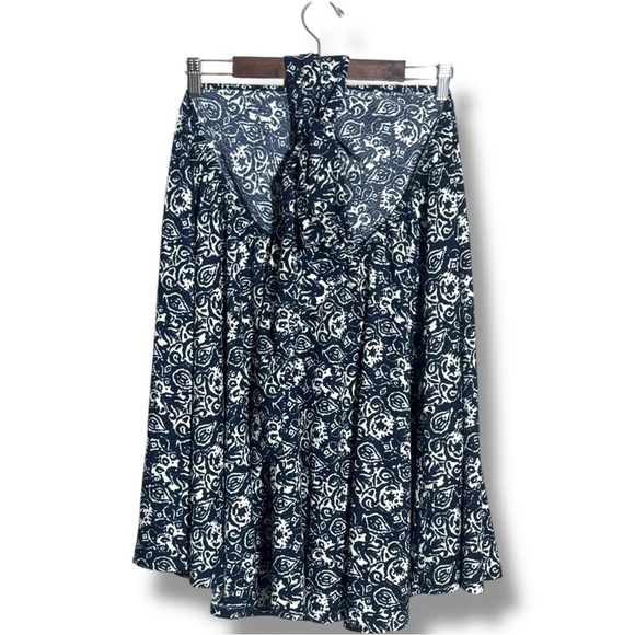 H&M Navy and White Print Asymmetrical Adjustable Tie Halter Sundress - Picture 15 of 16